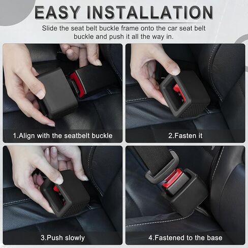 Amiss 2PCS Seat Belt Buckle Holder, Universal Silicone Rear Seat Belt Booster & Fixer for Easy Access, Keeping Receptacle Upright, Car Interior Accessories-Fits Most Cars (Black) in Kuwait