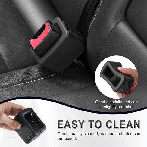 Amiss 2PCS Seat Belt Buckle Holder, Universal Silicone Rear Seat Belt Booster & Fixer for Easy Access, Keeping Receptacle Upright, Car Interior Accessories-Fits Most Cars (Black) in Kuwait