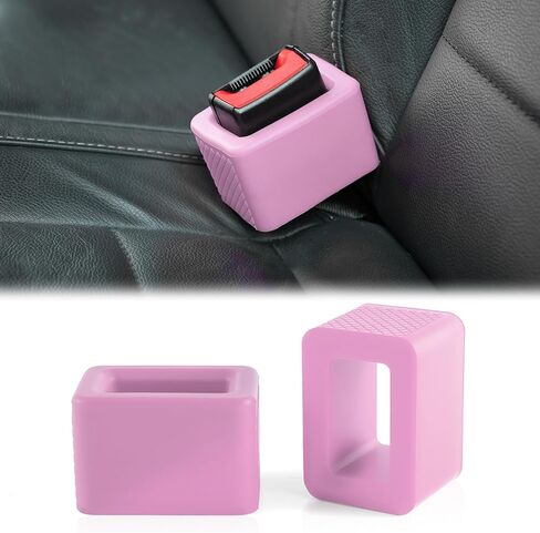 Amiss 2PCS Seat Belt Buckle Holder, Universal Silicone Rear Seat Belt Booster & Fixer for Easy Access, Keeping Receptacle Upright, Car Interior Accessories-Fits Most Cars (Black) in Kuwait