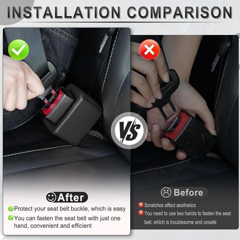 Amiss 2PCS Seat Belt Buckle Holder, Universal Silicone Rear Seat Belt Booster & Fixer for Easy Access, Keeping Receptacle Upright, Car Interior Accessories-Fits Most Cars (Black) in Kuwait