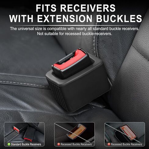 Amiss 2PCS Seat Belt Buckle Holder, Universal Silicone Rear Seat Belt Booster & Fixer for Easy Access, Keeping Receptacle Upright, Car Interior Accessories-Fits Most Cars (Black) in Kuwait