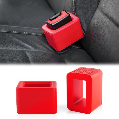 Amiss 2PCS Seat Belt Buckle Holder, Universal Silicone Rear Seat Belt Booster & Fixer for Easy Access, Keeping Receptacle Upright, Car Interior Accessories-Fits Most Cars (Black) in Kuwait