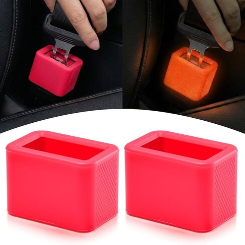 Glow In The Dark Seat Belt Buckle Holder, 2 Pack Silicone Universal | Makes Receptacle Stand Upright for Easy Access, Car Interior Accessories-Fits Most Cars in Saudi Arabia