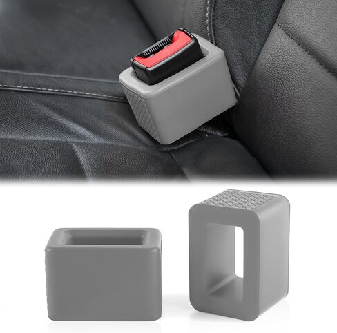 Amiss 2PCS Seat Belt Buckle Holder, Universal Silicone Rear Seat Belt Booster & Fixer for Easy Access, Keeping Receptacle Upright, Car Interior Accessories-Fits Most Cars (Black) in Kuwait