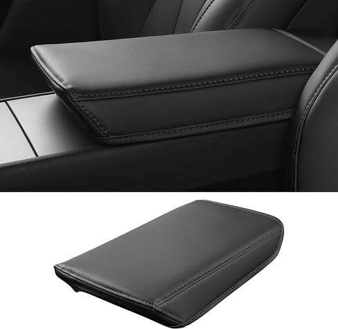 غطاء مسند ذراع وحدة التحكم المركزية من FREESOO لطراز Tesla Y(2020-2024) والطراز 3(2017-2023)، ملحقات وسادة حماية غطاء وحدة التحكم المركزية الجلدية، أبيض in Kuwait