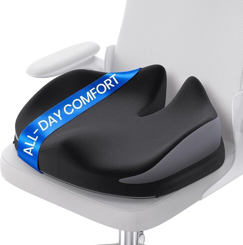 Benazcap Large Seat Cushion for Office Chair Memory Foam Coccyx Pain Relief Cushion Pillow for Back Support Non-Slip Seat Pad for Office Desk, Car Seat, Wheelchair, Sciatica in Kuwait