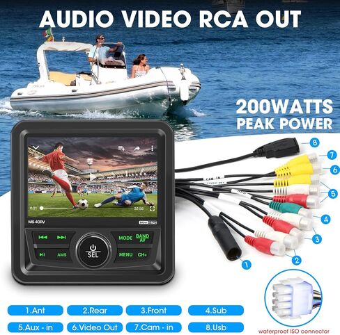 ستيريو راديو بحري مقاوم للماء للقارب: مشغل MP5 للوسائط الرقمية البحرية بلوتوث مع شاشة LCD 3 بوصة AM FM AUX USB EQ مضخم صوت in Kuwait