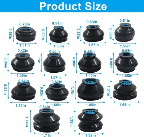 Zorfeter 14PCS Rubber Tie Rod Boot, Automotive Tie Rod End Boots Universal Ball Joint Boot, Car Suspension Steering Accessories for Cars SUVs Trucks in Kuwait