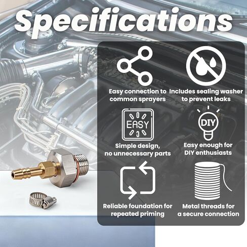Stainless Steel Oil Pump Priming Adapter Kit for All Chevy GM LS Engines LS1 LS2 LS3 LSX 5.3L 6.0L 6.2L - Includes Brass Barbed Fitting, M16x1.5 Stainless Steel Plug, Washer & Clamp in Kuwait