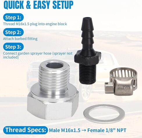 مجموعة محول مضخة الزيت لمحركات Chevy GM LS LS1، LS2، LS3، LSX، 4.2L، 4.3L، 5.3L، 6.0L، 6.2L - قابس سداسي M16x1.5 من الفولاذ المقاوم للصدأ in Kuwait