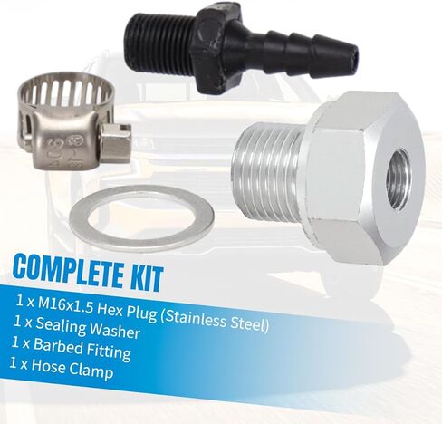 مجموعة محول مضخة الزيت لمحركات Chevy GM LS LS1، LS2، LS3، LSX، 4.2L، 4.3L، 5.3L، 6.0L، 6.2L - قابس سداسي M16x1.5 من الفولاذ المقاوم للصدأ in Kuwait