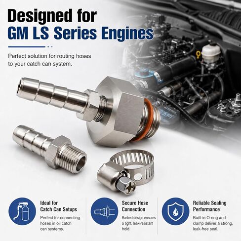 Oil Pump Priming Adapter Kit Compatible with All Chevy GM, LS Engines LS1 LS2 LS3 LSX 5.3L 6.0L 6.2L，Stainless Steel Oil Drain Valve, M16x1.5 to 1/8 NPT Oil Pan Drain Plug in Kuwait