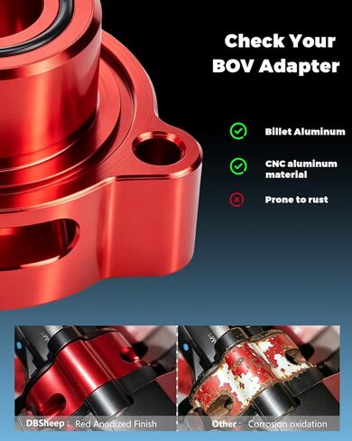 محول صمام BOV لـ 2013-2025 Ford Fiesta، Mustang، Escape، Edge/Sport/ST، Bronco Sport، Maverick، Transit Connect 1.5L 1.6L 2.0L 2.3L 2.7L EcoBoost Engine-CNC الألومنيوم الأحمر in Kuwait