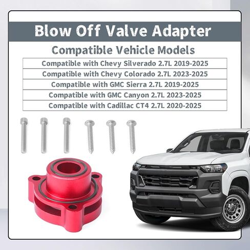 Blow Off Valve Adapter Replacement for Chevy Silverado Colorado for GMC Sierra Canyon for Cadillac CT4 2.7L Turbo 2019 2020 2021 2022 2023 2024 2025, Aluminum Red Replacement for BOV Adapter in Kuwait