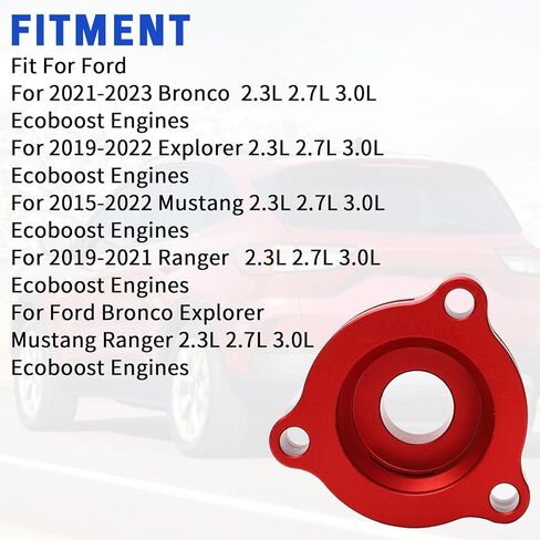 محول صمام النفخ BOV متوافق مع 2019+ Ford Mustang Bronco Explorer Ranger 2.3L 2.7L 3.0L EcoBoost Engine - CNC Billet Aluminium Red in Kuwait