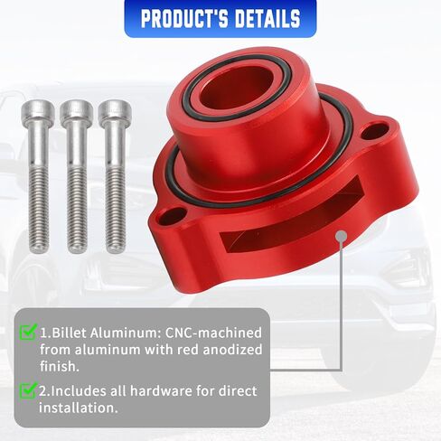 محول صمام النفخ BOV متوافق مع 2019+ Ford Mustang Bronco Explorer Ranger 2.3L 2.7L 3.0L EcoBoost Engine - CNC Billet Aluminium Red in Kuwait