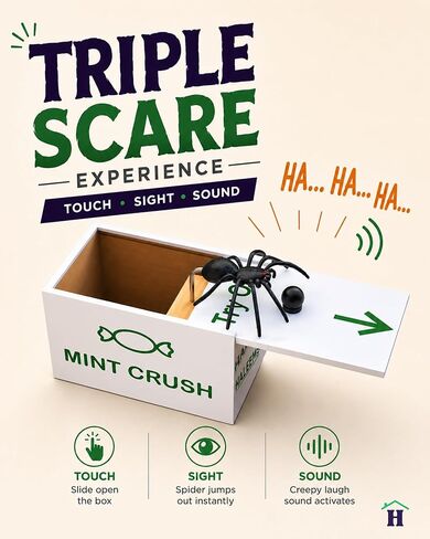 HALEEMS Spider Box Prank، صندوق هدايا Spider Prank، ألعاب مزحة للأطفال، صندوق عنكبوت مزيف، صندوق تخويف العنكبوت، مزح in Kuwait