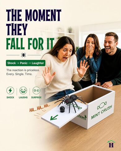 HALEEMS Spider Box Prank، صندوق هدايا Spider Prank، ألعاب مزحة للأطفال، صندوق عنكبوت مزيف، صندوق تخويف العنكبوت، مزح in Kuwait