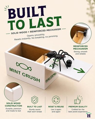 HALEEMS Spider Box Prank، صندوق هدايا Spider Prank، ألعاب مزحة للأطفال، صندوق عنكبوت مزيف، صندوق تخويف العنكبوت، مزح in Kuwait