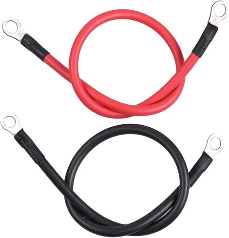 مجموعة كابلات البطارية 8AWG 12 بوصة سلك الطاقة كابلات توصيل البطارية العاكسة 12 بوصة مع أطراف العروات 3/8 بوصة (1 إيجابية و1 سلبية) للسيارة البحرية الشمسية ATV جزازة العشب RV دراجة نارية in Kuwait