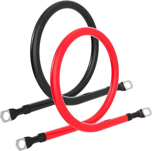 Battery Cables Set 8AWG 12 Inch Power cord Battery inverter jumper cables 12in with 3/8" Lugs Terminals (1 Positive & 1 Negtive) for Car Marine Solar ATV Lawn Mower RV Motorcycle in Kuwait