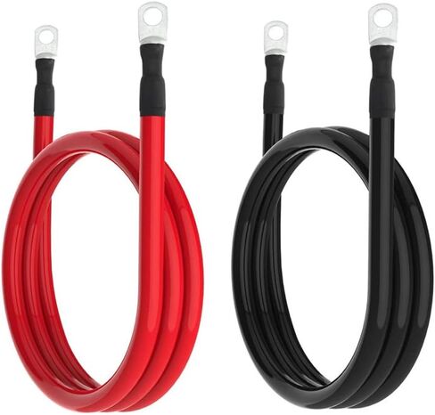 Battery Cables Set 8AWG 12 Inch Power cord Battery inverter jumper cables 12in with 3/8" Lugs Terminals (1 Positive & 1 Negtive) for Car Marine Solar ATV Lawn Mower RV Motorcycle in Kuwait