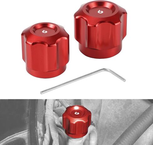 قبعات خط Bevinsee A/C متوافقة مع E90 E91 E92 E93 E46 E81 E82 E87 E88 E60 E61 E64 E36 E85 325i 328i 335i 535i 530i 525i، بديل لـ 64538387437، 64538387438، ألومنيوم، أحمر in Kuwait