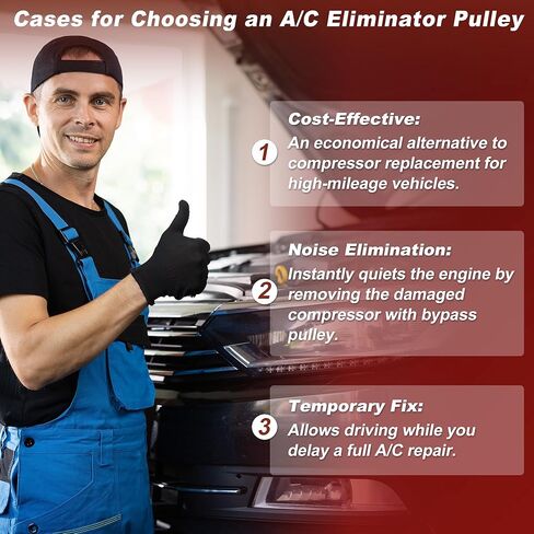 34237 A/C Compressor Bypass Pulley for Dodge Dakota 1996-2002 for Jeep Cherokee 1996-2000 for Jeep Wrangler 1997-1999 Air Conditioning Eliminator Pull in Kuwait