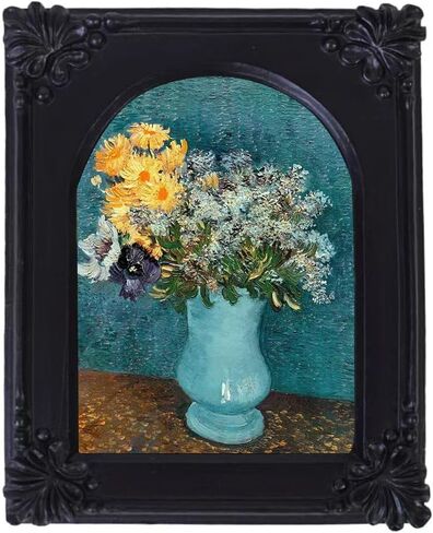 إطار صورة صغير عتيق من بارافاير مقاس 2.5 × 3.5 بوصة، إطار صورة مزخرف عتيق مع إغاثة الأزهار، واجهة زجاجية عالية الوضوح، معرض فني لديكور المنزل القديم (أسود 2.5 × 3.5) in Saudi Arabia