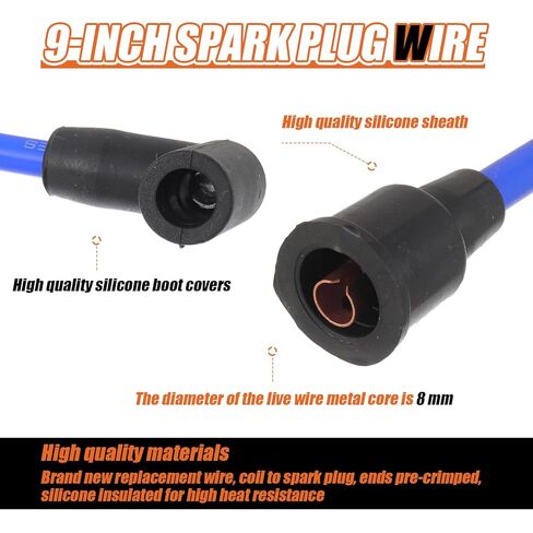 18-5227-1 Premium MagForce 9" Marine Spark Plug Wire Lead 7MM Engines Replaces, Ignition Conductor Cables Leads Spark Plug Wires for Mercury 84-813715A1 in Kuwait