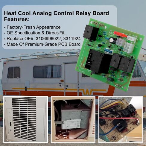 3106996022 Heat & Cool Analog Thermostat Control Circuit Relay Board, Compatible with Dometic RV Roof Air Conditioner 579 590 595 600 Series, Replaces# 3106996.022, 3311924 in Kuwait