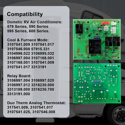 3106996022 Heat & Cool Analog Thermostat Control Circuit Relay Board, Compatible with Dometic RV Roof Air Conditioner 579 590 595 600 Series, Replaces# 3106996.022, 3311924 in Kuwait