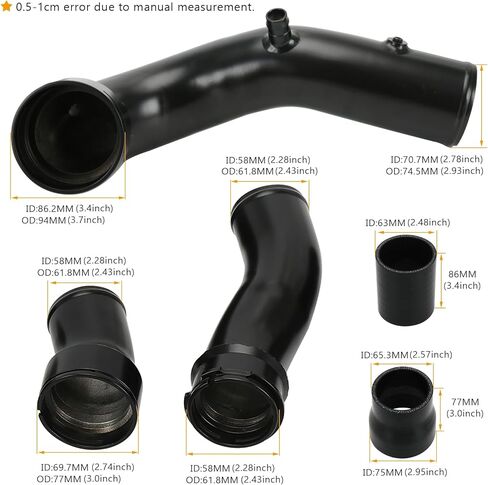 PTNHZ Charge Pipe & Boost Pipe Cooling Kit Compatible With BMW 535i 640i 740Li F10/F12/F13 N55 3.0L Engines 2011-2018 in Kuwait