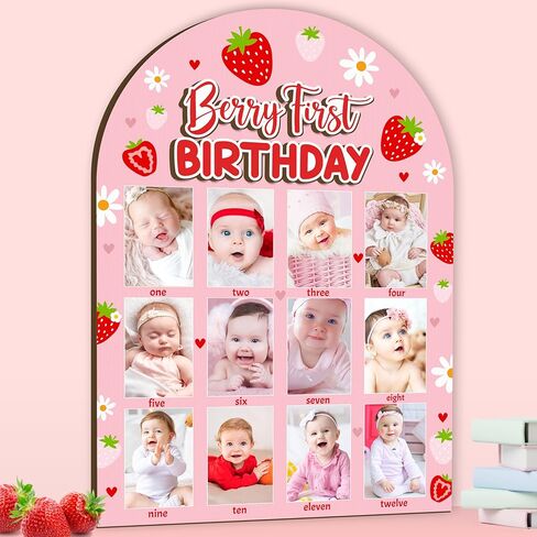 R HORSE My First Year Photo Display Wood Board, Baby’s First Year Picture Frame 12 Months Milestone Board Photo Frame Neutral Baby Keepsake Frame Boho Sun 1st Birthday Nursery Decor Gift for Boy Girl in Kuwait