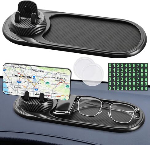 3-in-1 Multifunctional Car Anti-Slip Mat, 360° Rotating Phone Holder with Hidden Parking Number Plate, PVC Dashboard Mat, Fit for Cars, Trucks, SUVs in Kuwait