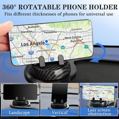 3-in-1 Multifunctional Car Anti-Slip Mat, 360° Rotating Phone Holder with Hidden Parking Number Plate, PVC Dashboard Mat, Fit for Cars, Trucks, SUVs in Kuwait