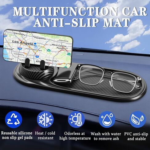 3-in-1 Multifunctional Car Anti-Slip Mat, 360° Rotating Phone Holder with Hidden Parking Number Plate, PVC Dashboard Mat, Fit for Cars, Trucks, SUVs in Kuwait
