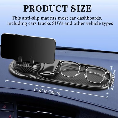 3-in-1 Multifunctional Car Anti-Slip Mat, 360° Rotating Phone Holder with Hidden Parking Number Plate, PVC Dashboard Mat, Fit for Cars, Trucks, SUVs in Kuwait