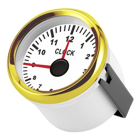 Universal Red Backlight 2in Clock Gauge Instrument 0–12 Hourmeter for Car Boat Yacht (Gold Frame on White Background) in Saudi Arabia