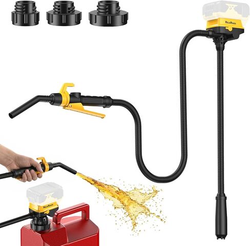 مضخة نقل الوقود المزدوجة الطاقة من ReliaRoads، مضخة وقود لاسلكية متوافقة مع بطاريات DEWalt 20V وMilwauke 18V، مضخة محمولة مطورة 3.2 GPM للديزل والماء والبنزين (البطارية غير متضمنة) in Kuwait