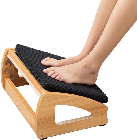 StrongTek Ergonomic Under Desk Footrest, 3 Adjustable Heights Wooden Office Footrest, Large Anti-Slip Surface, Improves Posture and Blood Circulation, up to 400lbs (Natural) in Kuwait