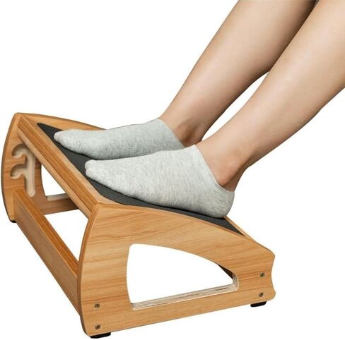 StrongTek Ergonomic Under Desk Footrest, 3 Adjustable Heights Wooden Office Footrest, Large Anti-Slip Surface, Improves Posture and Blood Circulation, up to 400lbs (Natural) in Kuwait