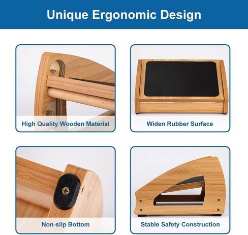 StrongTek Ergonomic Under Desk Footrest, 3 Adjustable Heights Wooden Office Footrest, Large Anti-Slip Surface, Improves Posture and Blood Circulation, up to 400lbs (Natural) in Kuwait