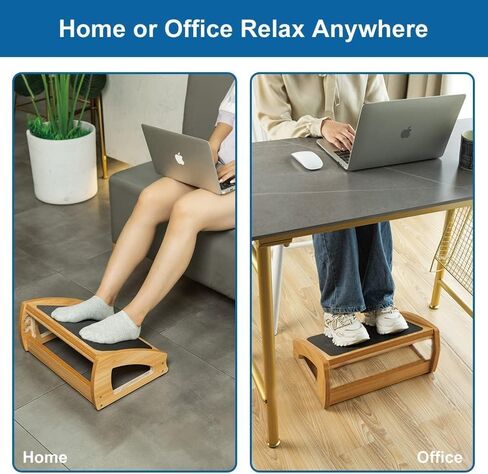 StrongTek Ergonomic Under Desk Footrest, 3 Adjustable Heights Wooden Office Footrest, Large Anti-Slip Surface, Improves Posture and Blood Circulation, up to 400lbs (Natural) in Kuwait