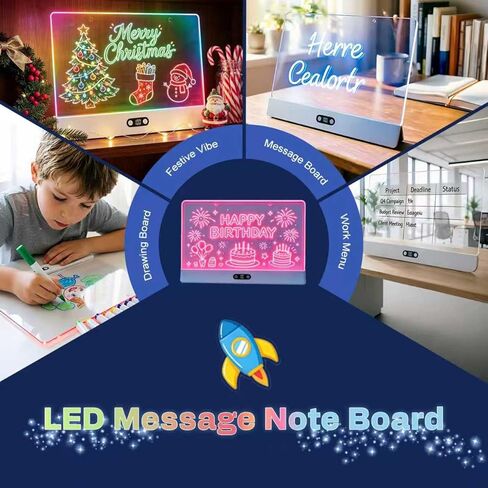 لوحة رسم LED قابلة لإعادة الشحن مقاس 16 بوصة للأطفال، تابلت رسم مضيء نيون، لوحة رسومات الشعار المبتكرة المتوهجة، لوحة ملاحظات LED، لوحة مسح جافة، 8 علامات، هدايا عيد ميلاد للأطفال المراهقين والأولاد والبنات in Kuwait