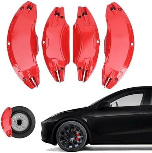 Brake Caliper Covers Replacement for Juniper 19 20in Wheels hub, Compatible with AWD Model, Crafted from Aluminum Alloy, Front and Rear Caliper Covers Set with Stickers (Red) in Saudi Arabia