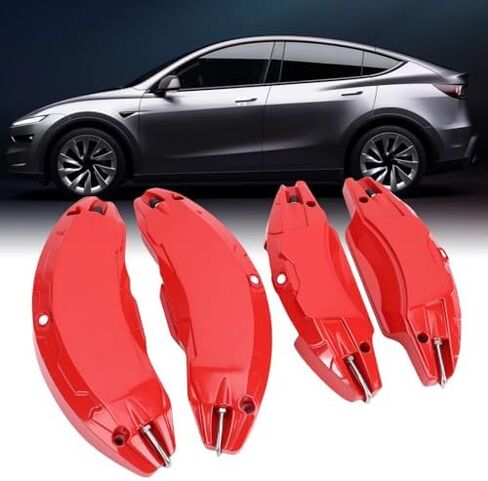 Brake Caliper Covers Replacement for Juniper 19 20in Wheels hub, Compatible with AWD Model, Crafted from Aluminum Alloy, Front and Rear Caliper Covers Set with Stickers (Red) in Saudi Arabia