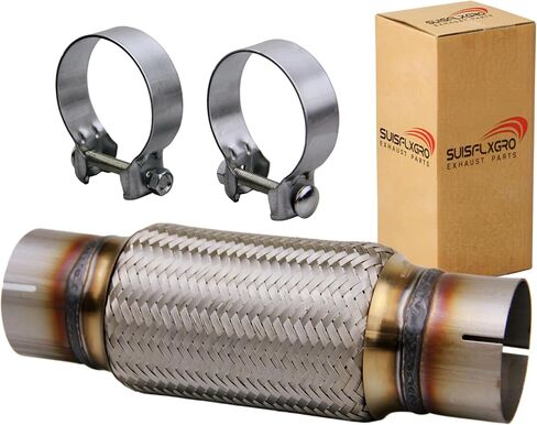 Exhaust Flex Pipe Universal Type 100% Stainless Steel For Heavy Duty and Cars (1 PC, 2.5X8X12 Clamps) in Saudi Arabia