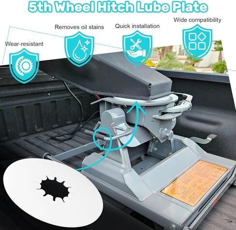 5th Wheel Lube Plate, 10-Inch Heavy-Duty Nylon Grease-Free Hitch Pad for Fifth Wheel RV Trailers, Campers, and Tow Vehicles in Kuwait