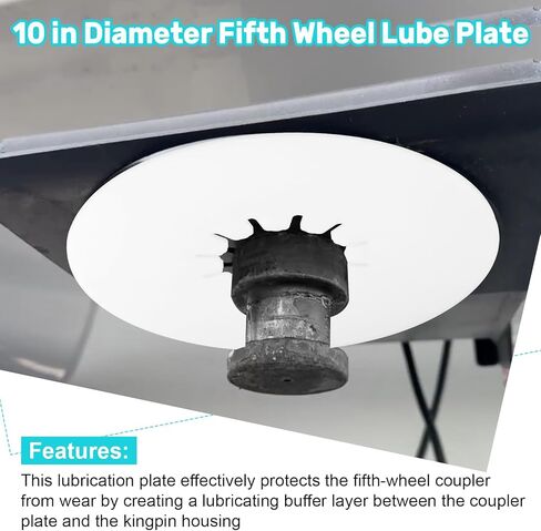 5th Wheel Lube Plate, 10-Inch Heavy-Duty Nylon Grease-Free Hitch Pad for Fifth Wheel RV Trailers, Campers, and Tow Vehicles in Kuwait